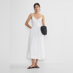 Babaton white 100% linen midi fit and flare dress-babaton technique poplin dress